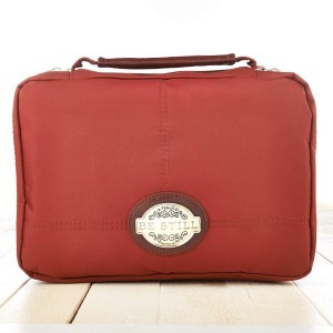 Funda para Biblia. Organizador de 2 pliegues. Microfibra. Rojo - XL