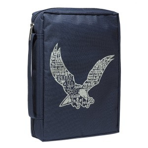 Funda para Biblia Isaías 40:31. Lona. Azul - XL