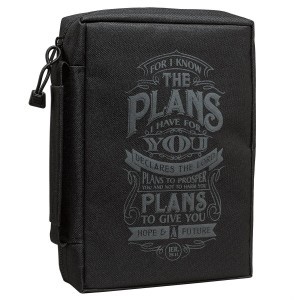 Funda para Biblia Jeremías 29:11. Lona. Negro - XL