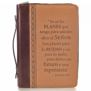 Funda para Biblia Jeremías 29:11. 2 tonos. Marrón - XL