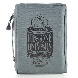 Funda para Biblia Juan 3:16. Lona. Gris - XL