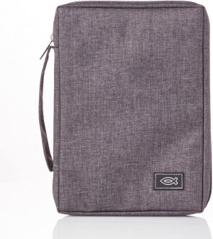 Funda para Biblia Pez. Lona. Gris - XL