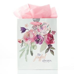 Bolsa de regalo 1 Tesalonicenses 5:16. Papel floral
