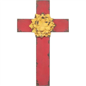 Cruz. Metal. Rojo/dorado