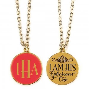 Colgante I am His (Efesios 1). Metal. Coral (ingles)