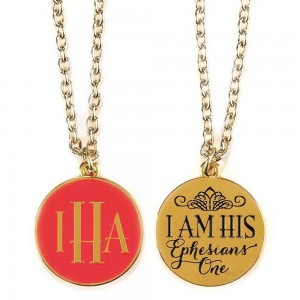 Colgante I am His (Efesios 1). Metal. Coral (ingles)