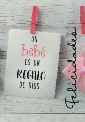 Tarjeta - Un bebé es un regalo de Dios. Rosa (Santiago 1:17)