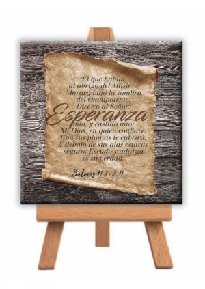 Minilienzo con caballete Esperanza (Salmo 91:1-2 y 4)