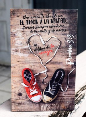 Cuadro madera Amor y Verdad (Proverbios 3:3)