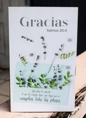 Cuadro madera Gracias (Salmo 20:4)