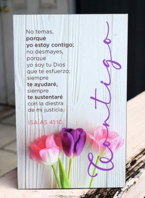 Cuadro madera Contigo (Isaías 41:10)