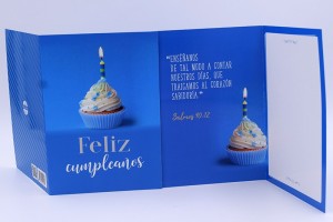 Tarjeta Feliz cumpleaños cupcake (Salmo 90:12)