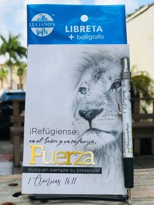 Libreta y bolígrafo Fuerza (1 Crónicas 16:11)