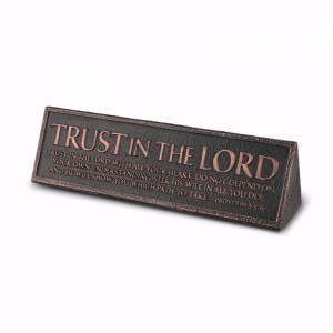 Placa sobremesa Trust in the Lord. Piedra artificial. Metal