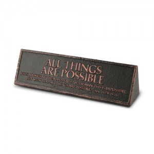 Placa sobremesa All things are possible. Piedra artificial. Cobre