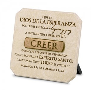 Placa sobremesa Creer. Piedra artificial/bronce