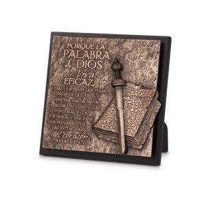 Placa sobremesa La Palabra de Dios. Piedra artificial/MDF