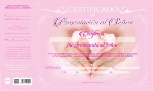 Certificado de presentación - Niña (pack de 20)