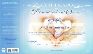 Certificado de presentación - Niño (pack de 20)