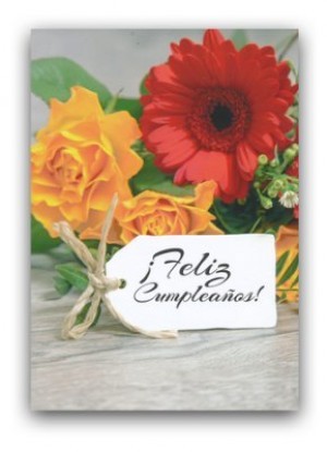 Tarjeta - Muchas felicidades en tu cumpleaños - Flores