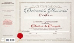 Certificado de ordenación ministerial (pack de 20)