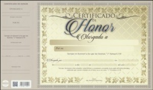 Certificado de honor (pack de 20)