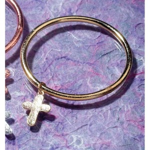 Pulsera Cruz. Metal. Dorado