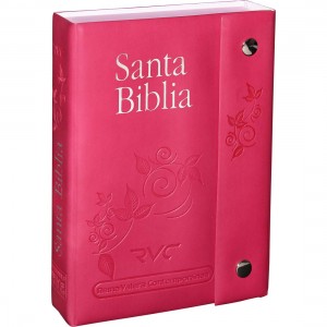 Biblia fuente de bendición. Bolsillo. Letra grande. 2 tonos. Rosa. Broche - RVC