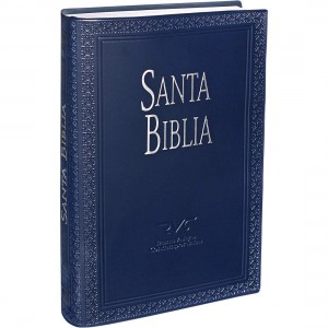 Biblia fuente de bendición. Manual. Letra grande. Plástico. Azul - RVC