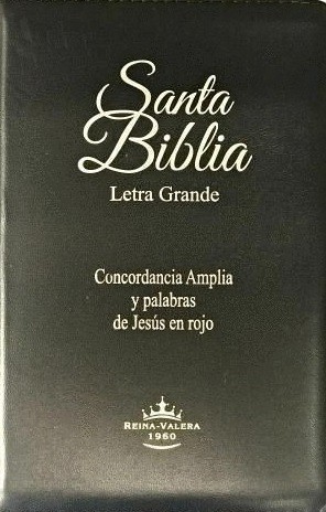 Biblia manual. Letra grande. Imitación piel acolchada. Cremallera, Negro. Índice - RVR60