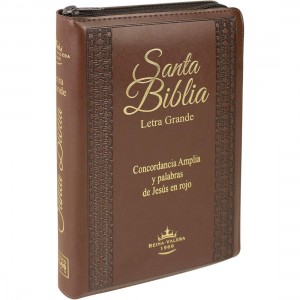 Biblia manual. Letra grande. 2 tonos. Marrón. Cremallera. Índice - RVR60