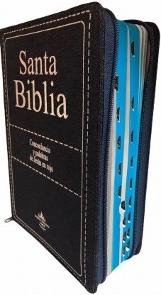 Biblia grande. Letra gigante. Vaquera. Cremallera. Azul. Índice - RVR60