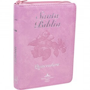 Biblia para quinceañera. Bolsillo. 2 tonos. Rosa. Cremallera. Índice - RVR60