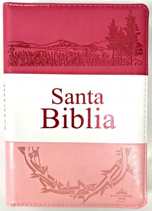 Biblia manual. Letra grande. 2 tonos. Fucsia/blanco/rosa. Cremallera. Índice - RVR60