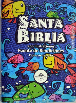 Biblia fuente de bendición. 2 tonos. Azul ilustrado. Cremallera. Índice - RVR60