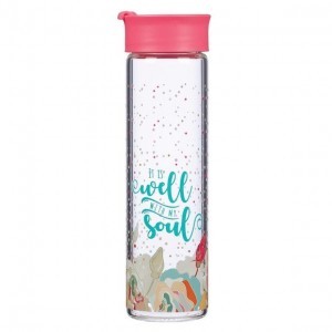 Botella It is well with my soul. Rosa salmón floral (inglés)