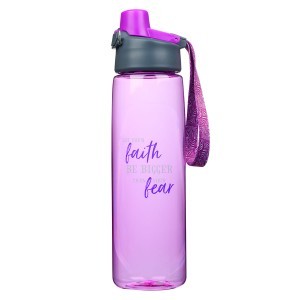 Botella Faith bigger than fear. Plástico. Morado (inglés)