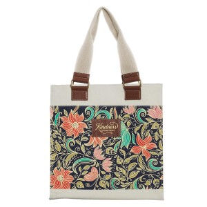 Bolsa Kindness matters. Lona. Beige floral