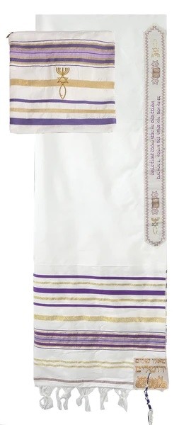 Tallit con bolsa morada