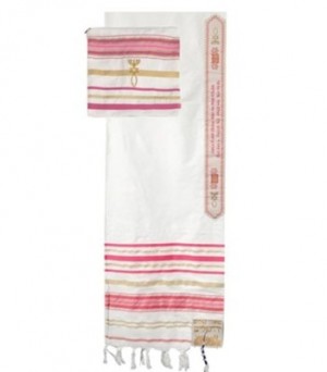 Tallit con bolsa rosada