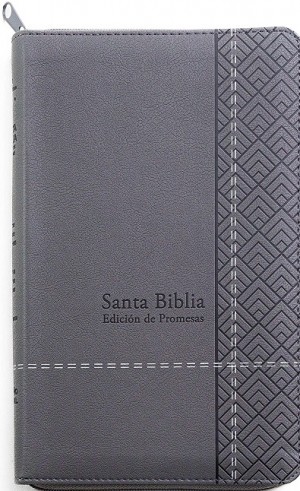 Biblia de promesas. Manual. Letra grande. 2 tonos. Gris. Cremallera. Índice - RVR60