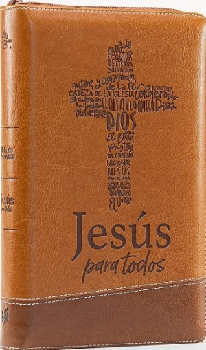 Biblia de promesas. Manual. Letra grande. Edición Jesús para todos. 2 tonos. Café. Cremallera - RVR60