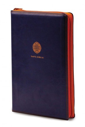 Biblia súper grande. Letra súper gigante. 2 tonos. Azul. Cremallera. Índice - RVR60