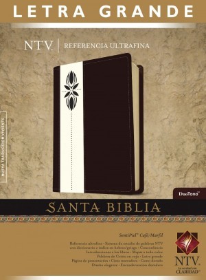 Biblia edición de referencia. Ultrafina. Letra grande. 2 tonos. Marrón/blanco - NTV