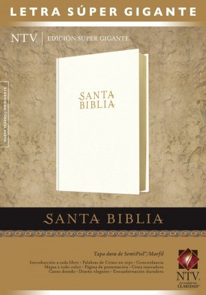 Biblia edición súper gigante. Letra súper gigante. Imitación piel. Blanco - NTV