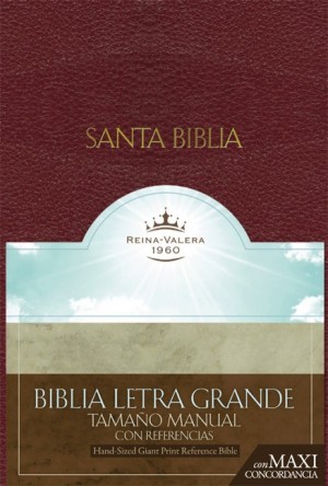 RVR 1960 Biblia Letra Granda Tamaño Manual con Referencias, borgoña imitación piel con índice