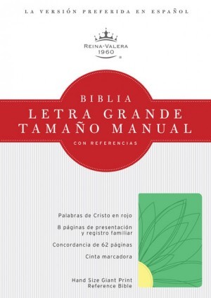 RVR 1960 Biblia letra grande tamaño manual con referencias, primavera/amarillo limón símil piel