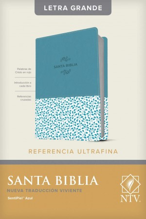 Biblia de referencia ultrafina. Letra grande. 2 tonos. Azul floral - NTV