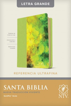 Biblia de referencia ultrafina. Letra grande. 2 tonos. Verde floral - NTV
