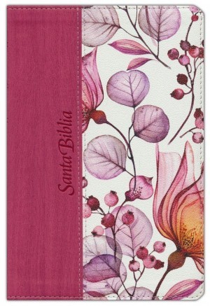 Biblia manual. Letra grande. 2 tonos. Rosa floral - NTV